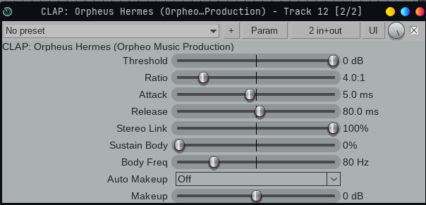 Orpheus Hermes native parameter sliders in REAPER