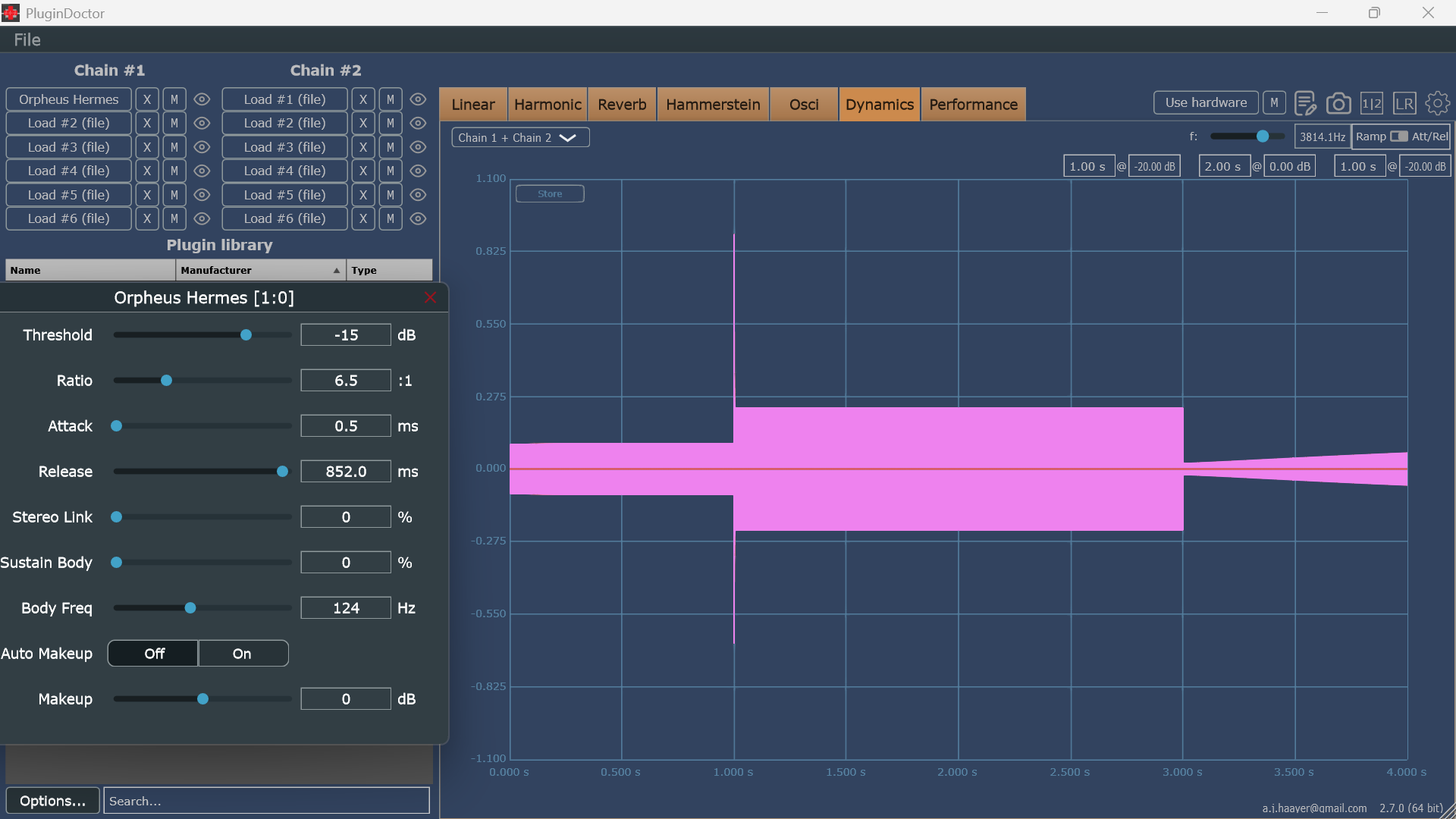 Orpheus Hermes 0.5 ms attack transient clamping
